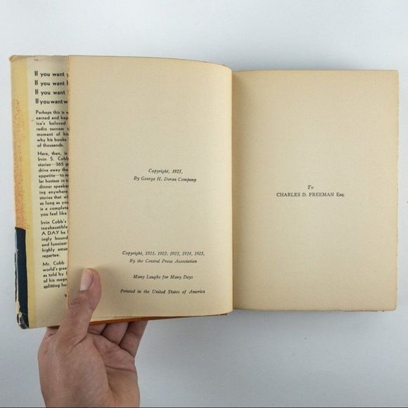 2/$50 - 1925 Hardcover w/ DJ Many Laughs for Many Days by Irvin S. Cobb - Picture 5 of 16